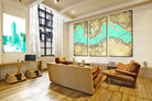 Hong Kong City Street Map 3 Panel Canvas Wall Art 7005C3