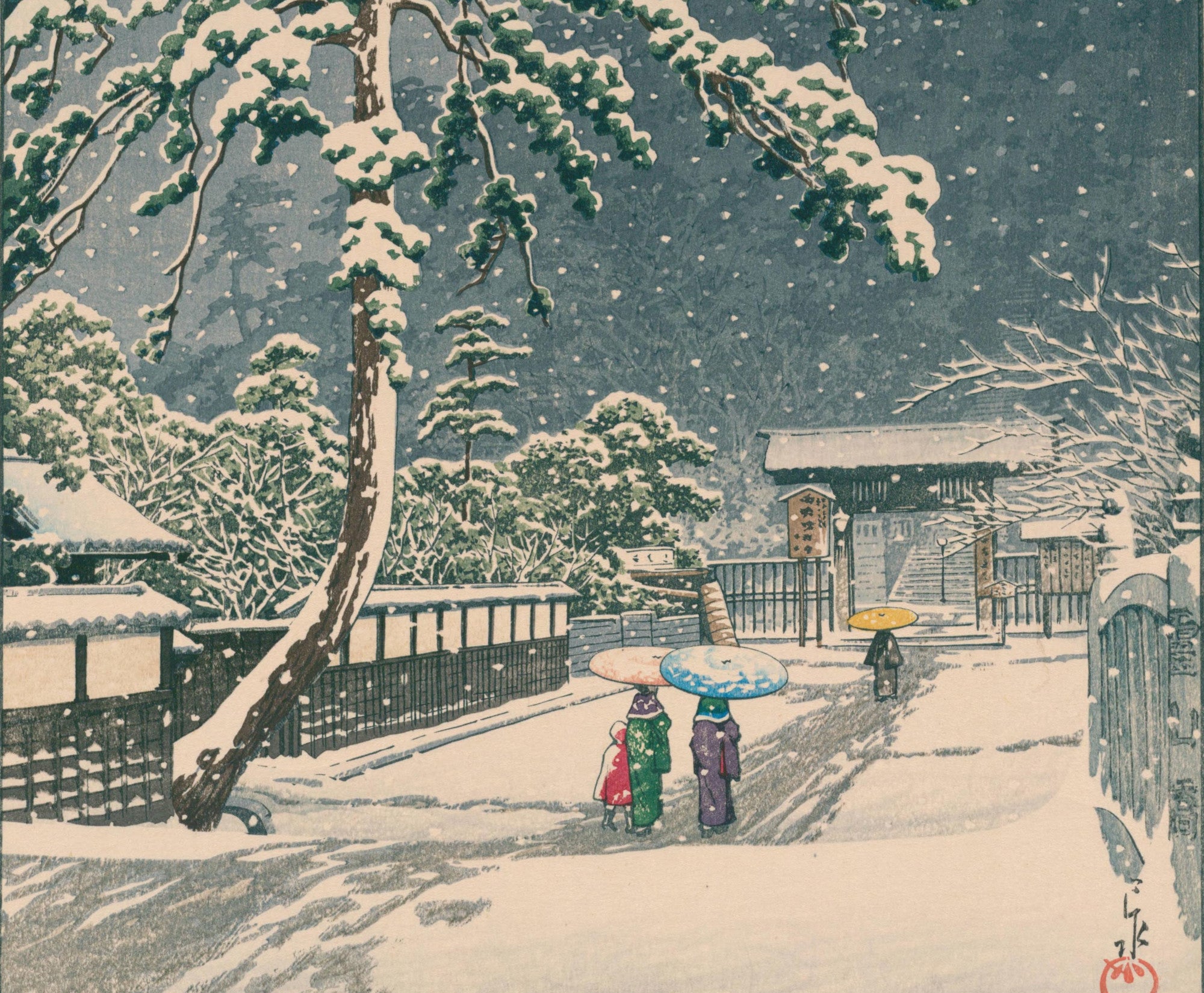 Honmon-ji Temple in Ikegami, Hasui Kawase, Japanese Art Print