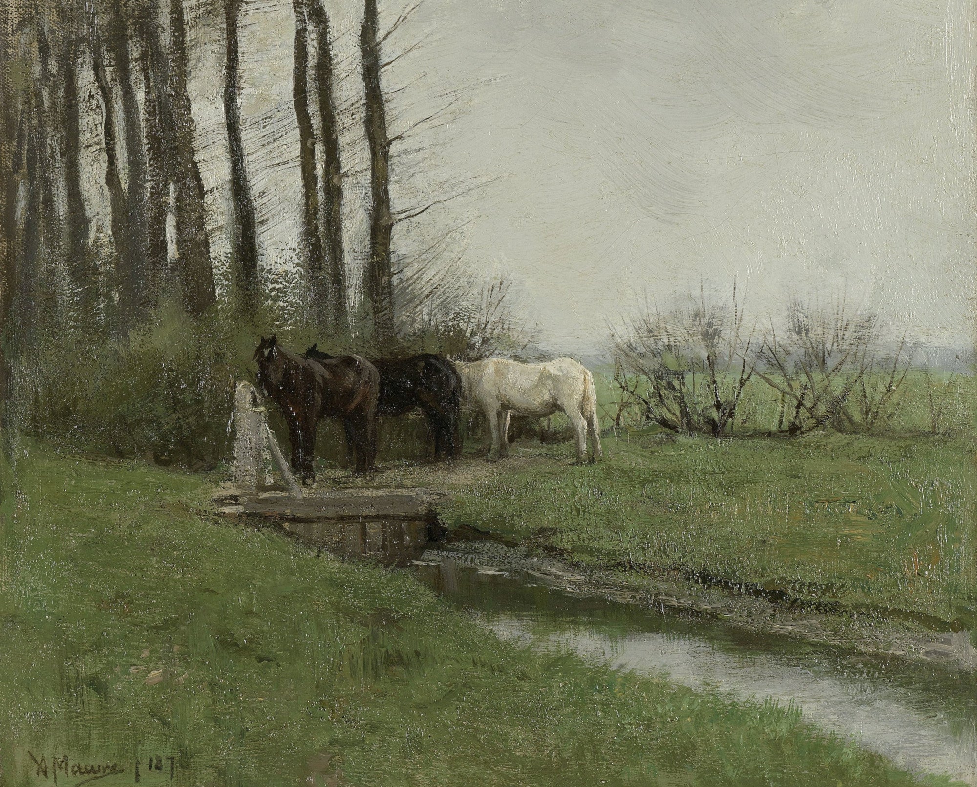 Horses at the fence, Anton Mauve Fine Art Print