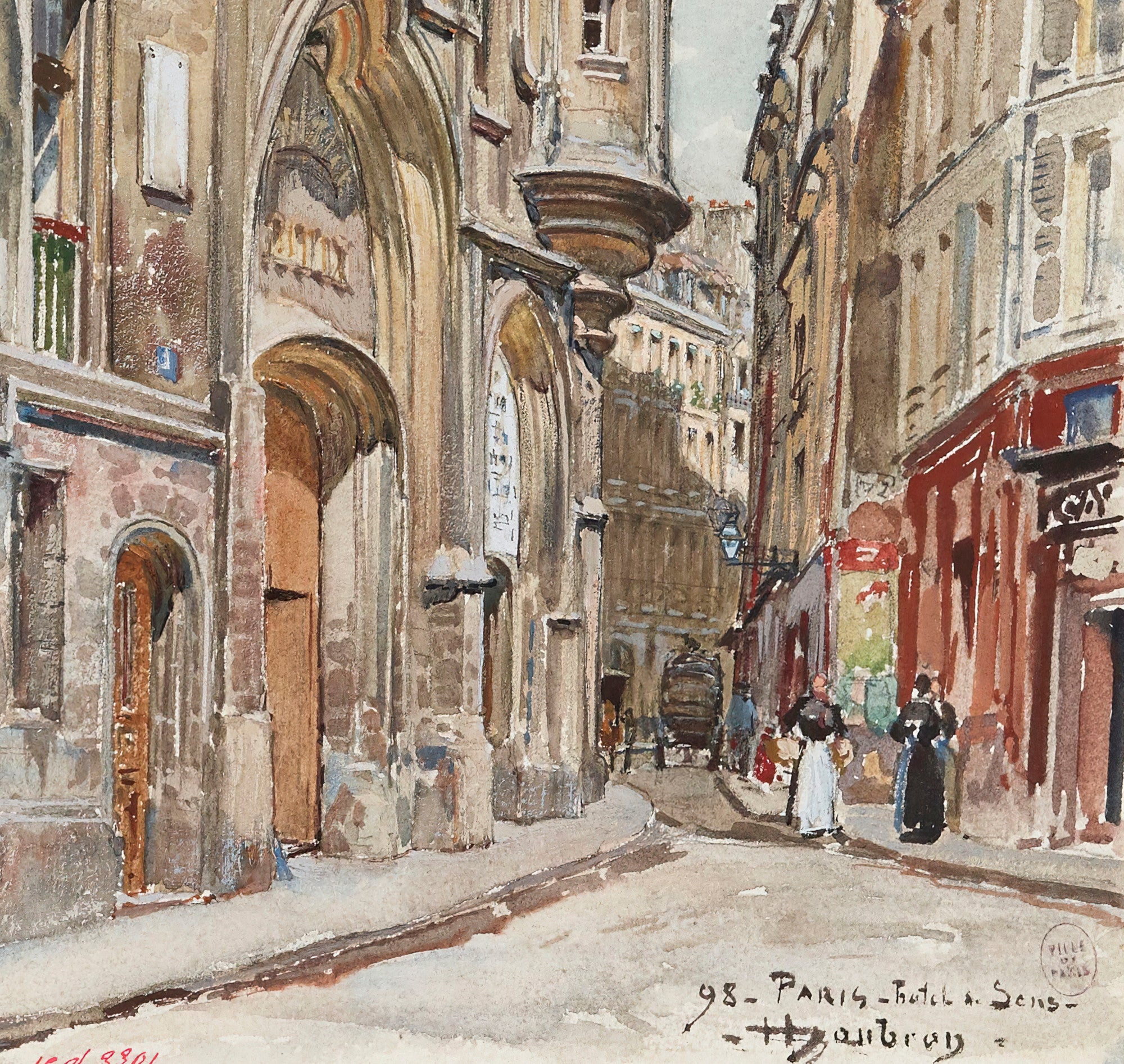 Frederic Anatole Houbron Fine Art Print, Hôtel de Sens, 1 rue du Figuier, in 1898, 4th arrondissement