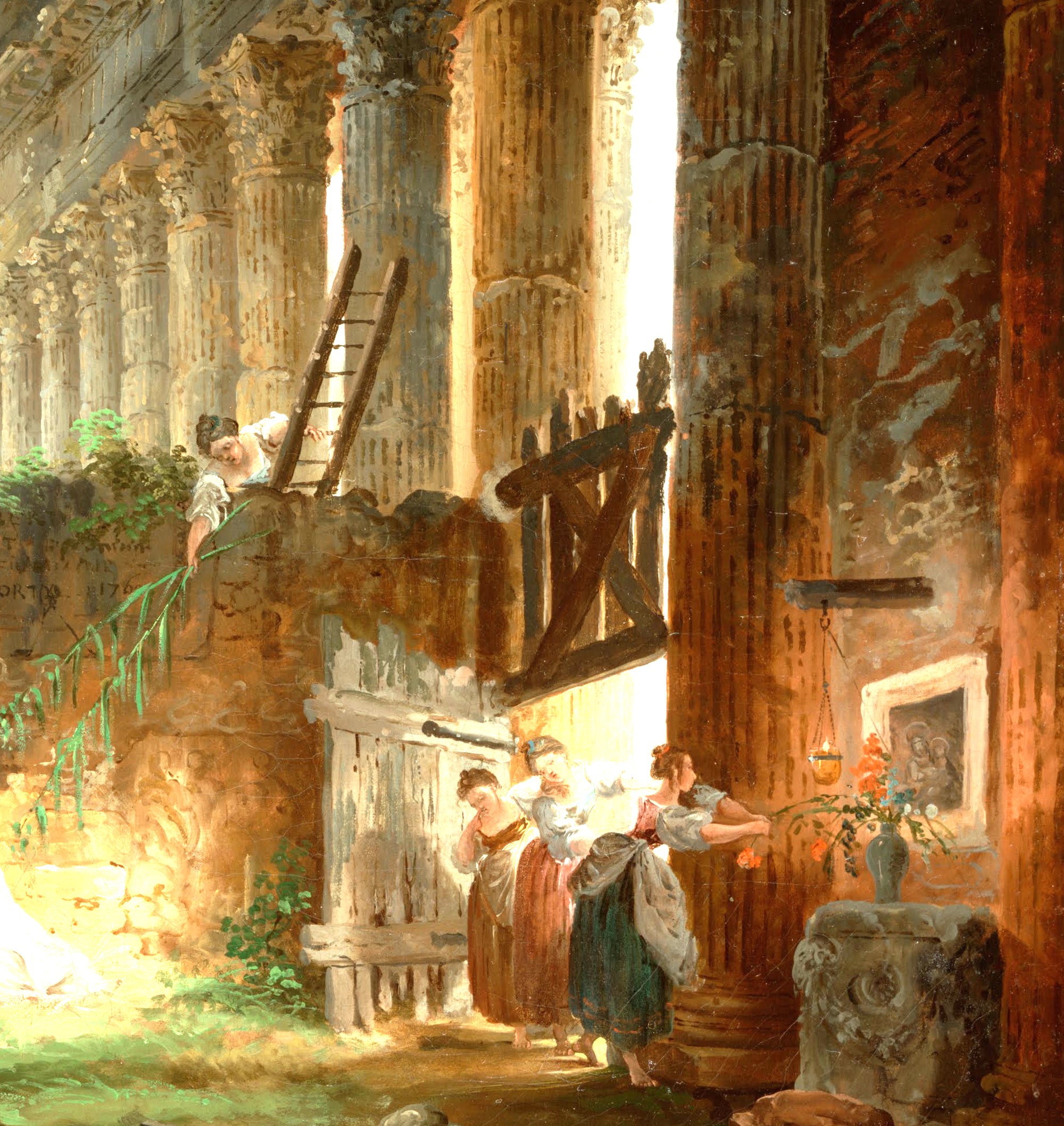 Hubert Robert Fine Art Print, Hermit in The Ruins