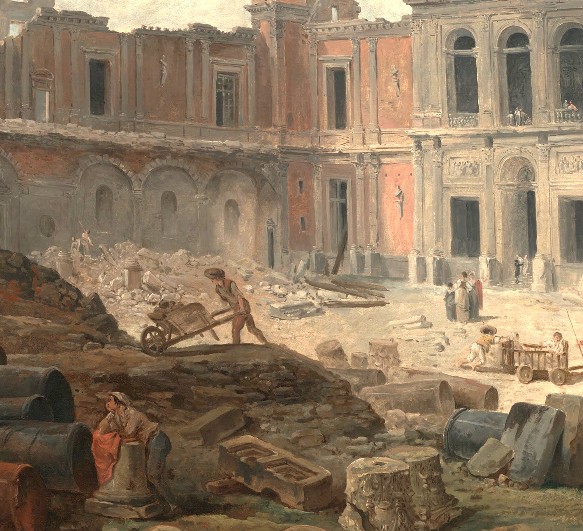Hubert Robert Fine Art Print, Demolition of Chateau Meudon