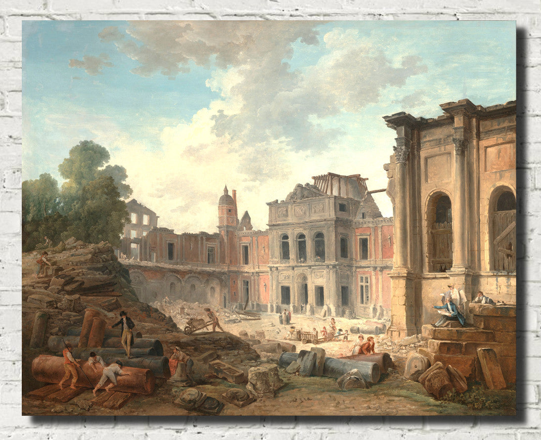 Hubert Robert Fine Art Print, Demolition of Chateau Meudon