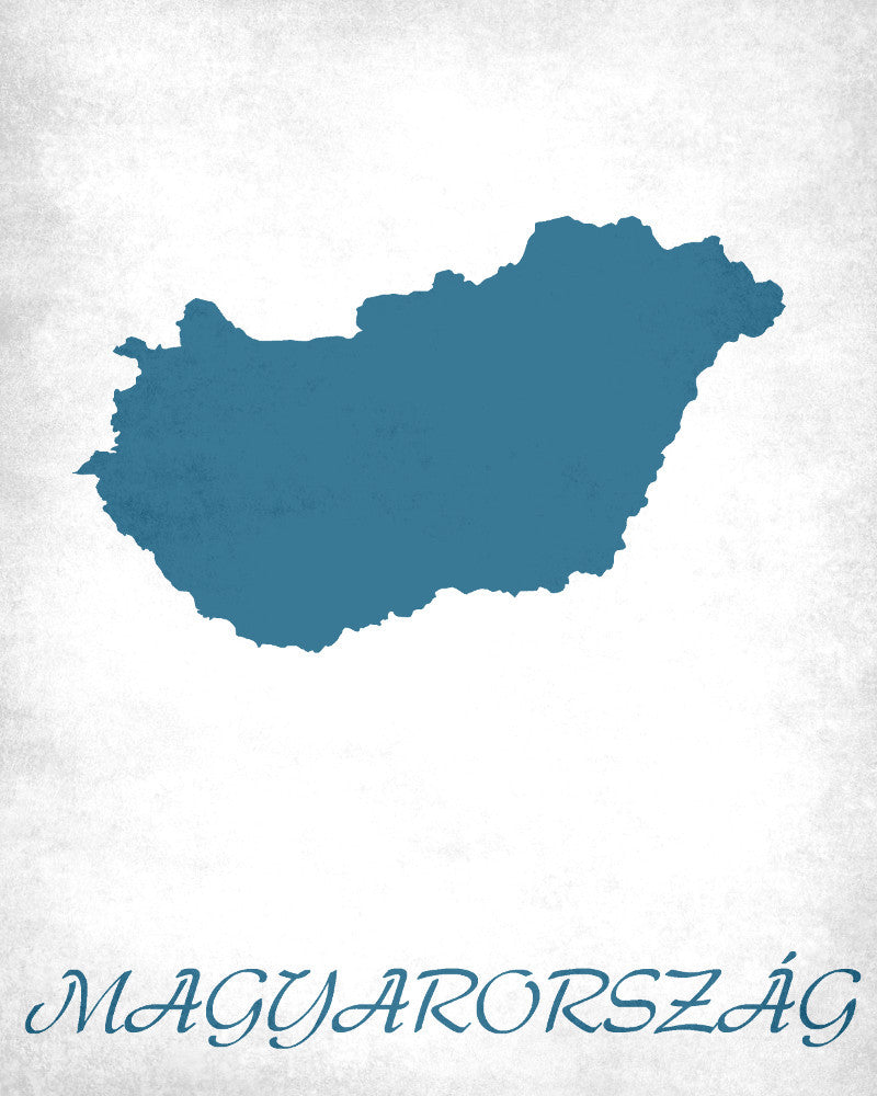 Hungarian Map Print Outline Wall Map of Hungary