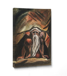 William Blake, Illustration of a bearded man, crouching, Book of Urizen