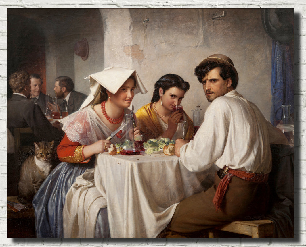 Carl Bloch Fine Art Print, In a Roman Osteria