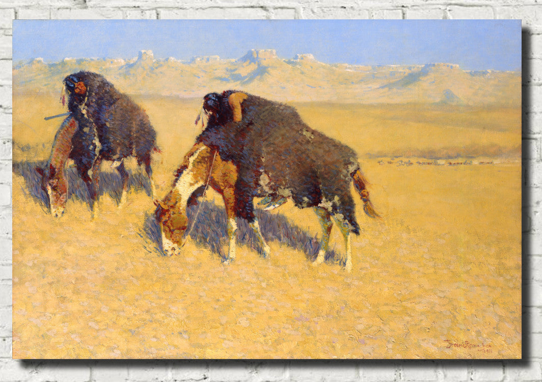 Frederic Remington, Fine Art Print : Indians Simulating Buffalo