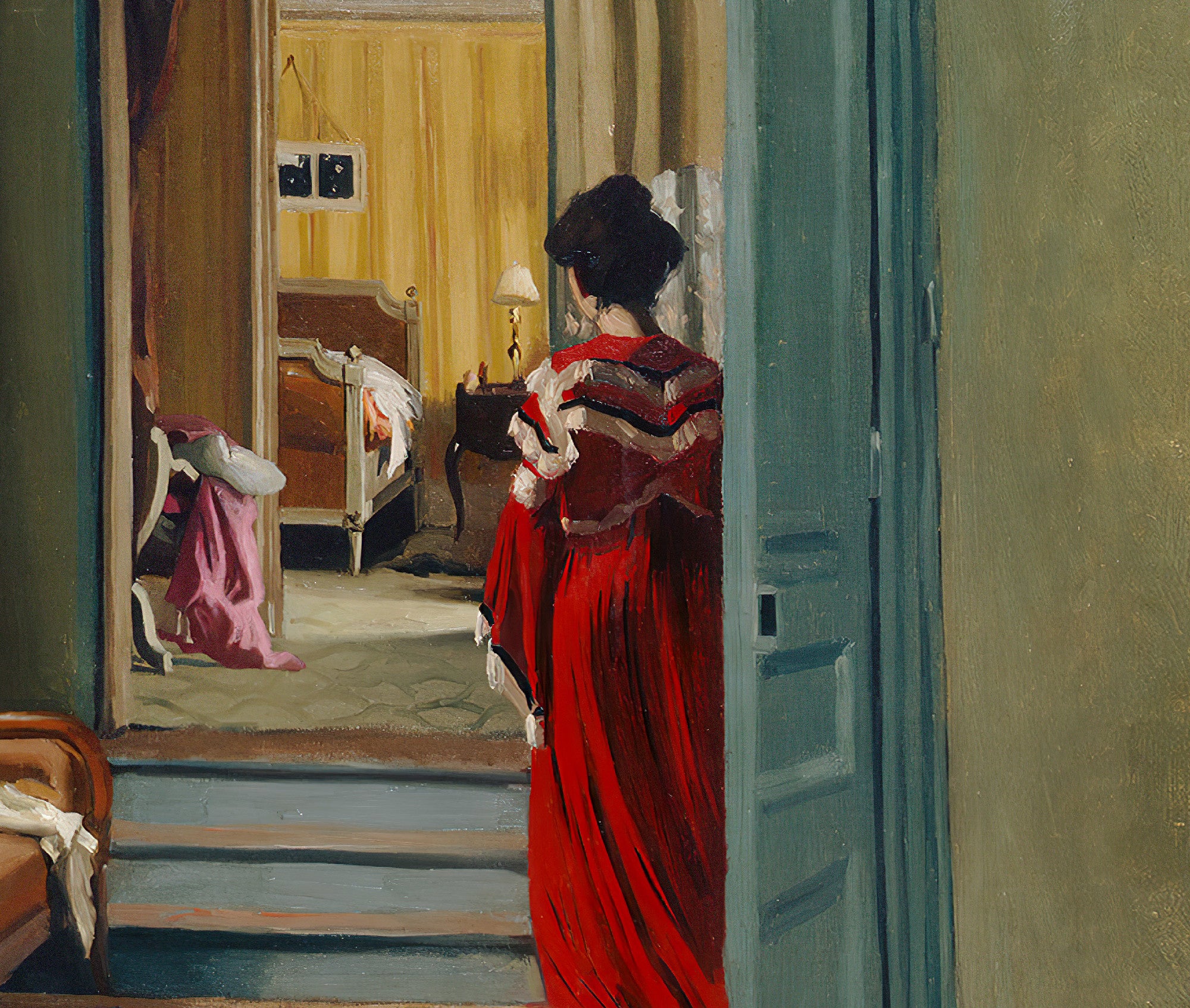 Interior with Woman in Red, Félix Vallotton