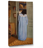 Interior, woman in blue searching in a cupboard, Félix Vallotton