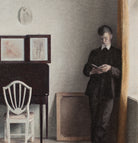 Wilhelm Hammershoi Fine Art Print, Interior with Young Man Reading
