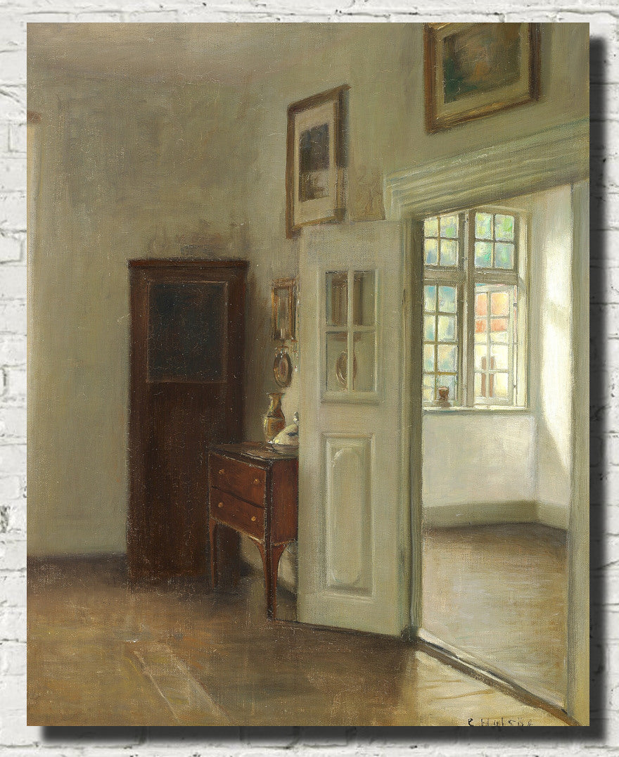 Carl Holsøe Fine Art Print, Interior with an open door