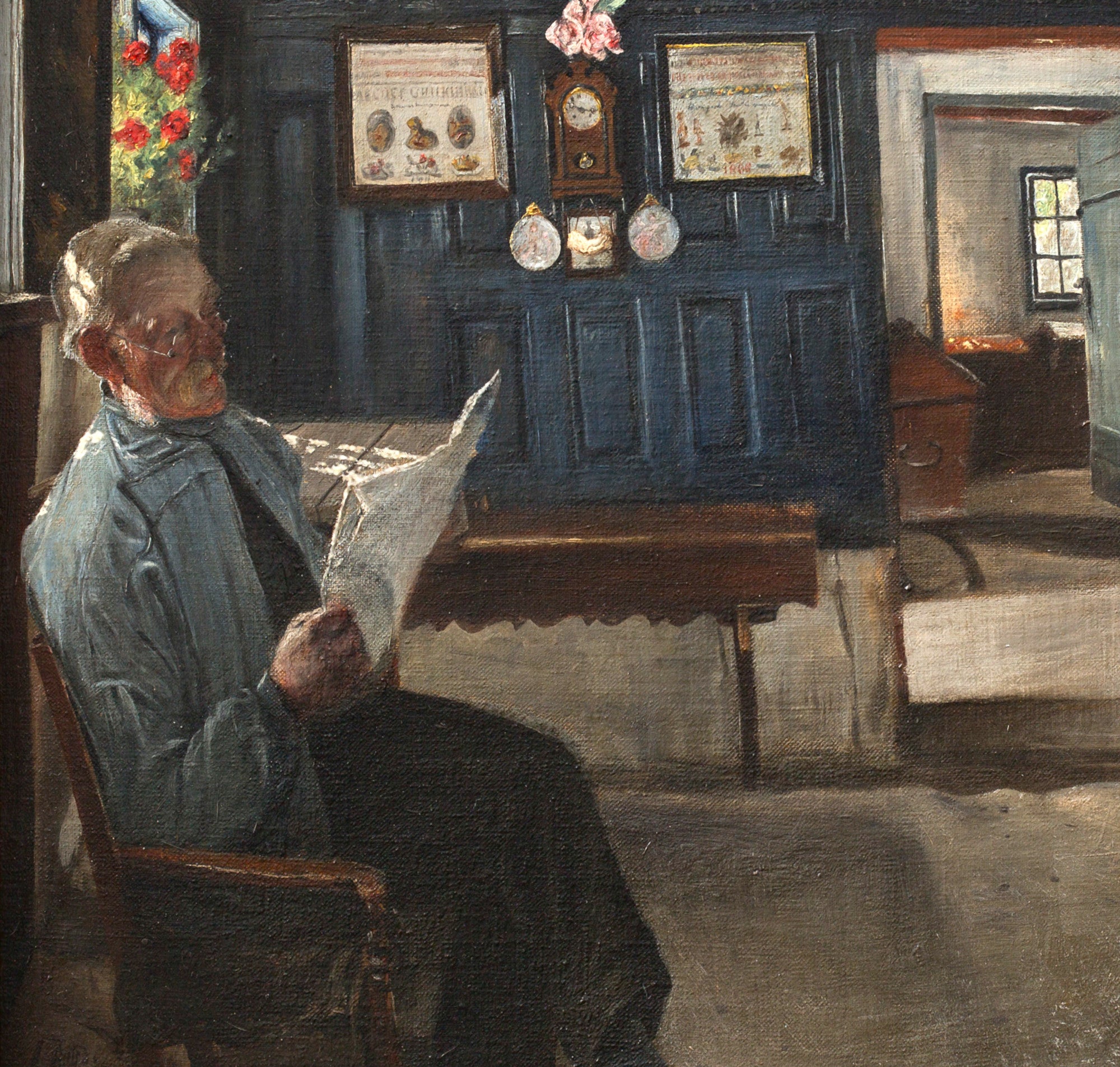 Laurits Andersen Ring Fine Art Print, Interior with farmer Reading newspaper