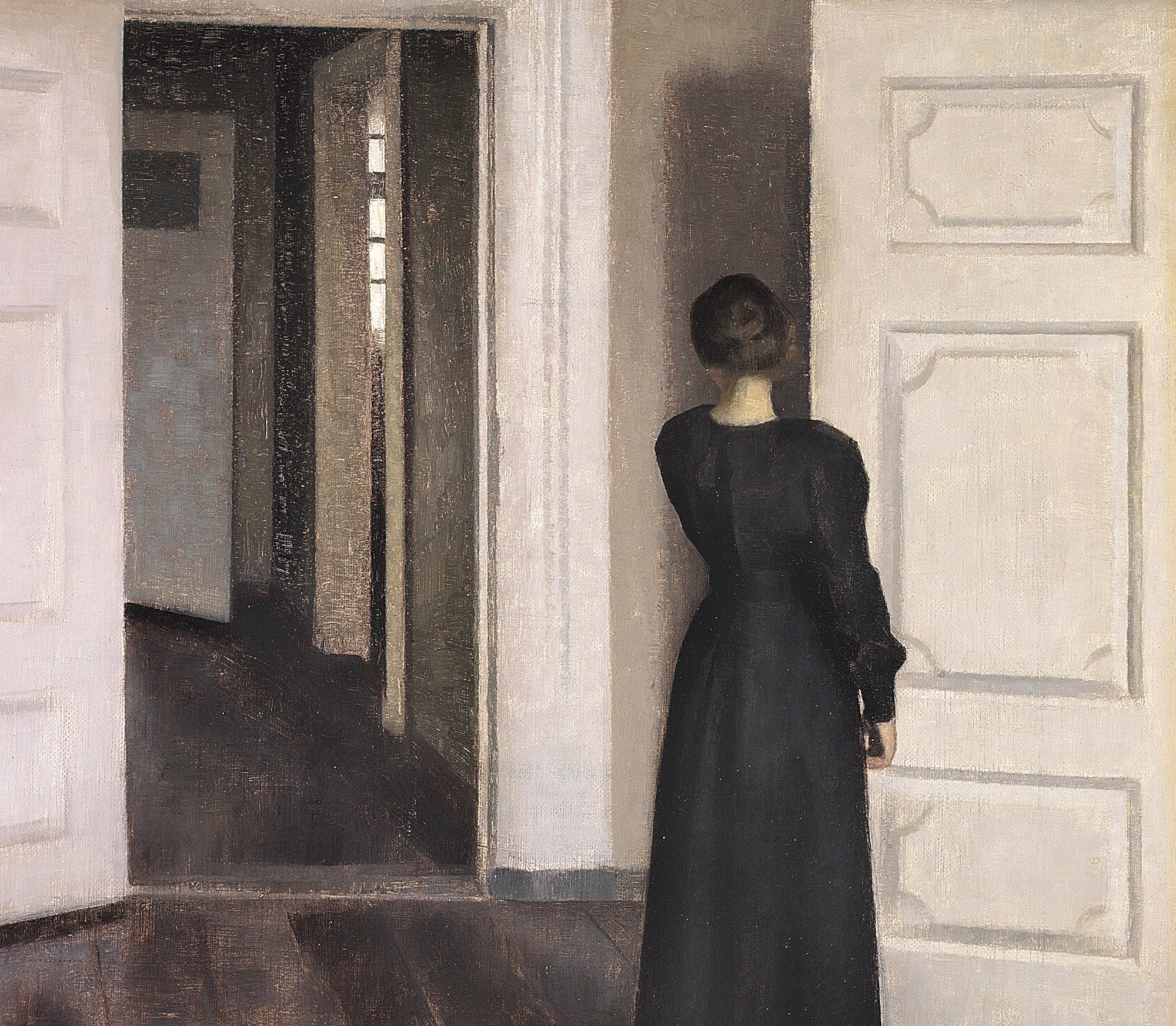 Wilhelm Hammershoi Fine Art Print, Interior with the artist's wife Ida in their home at Strandgade 30