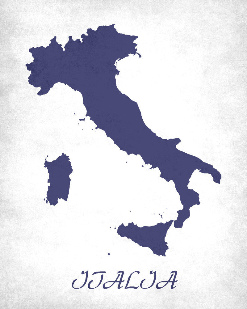 Italian Map Print Outline Wall Map of Italy
