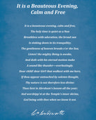 It is a Beauteous Evening, Calm and Free, Poem by William Wordsworth, Typography Print