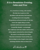 It is a Beauteous Evening, Calm and Free, Poem by William Wordsworth, Typography Print
