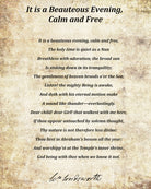 It is a Beauteous Evening, Calm and Free, Poem by William Wordsworth, Typography Print