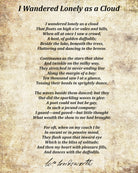 I Wandered Lonely as a Cloud, Poem by William Wordsworth, Typography Print
