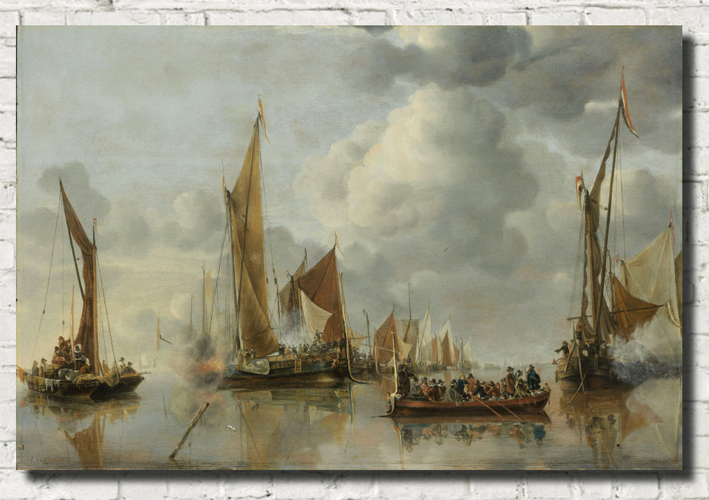 Jand van de Cappelle Fine Art Print, The Home Fleet Saluting the State Barge
