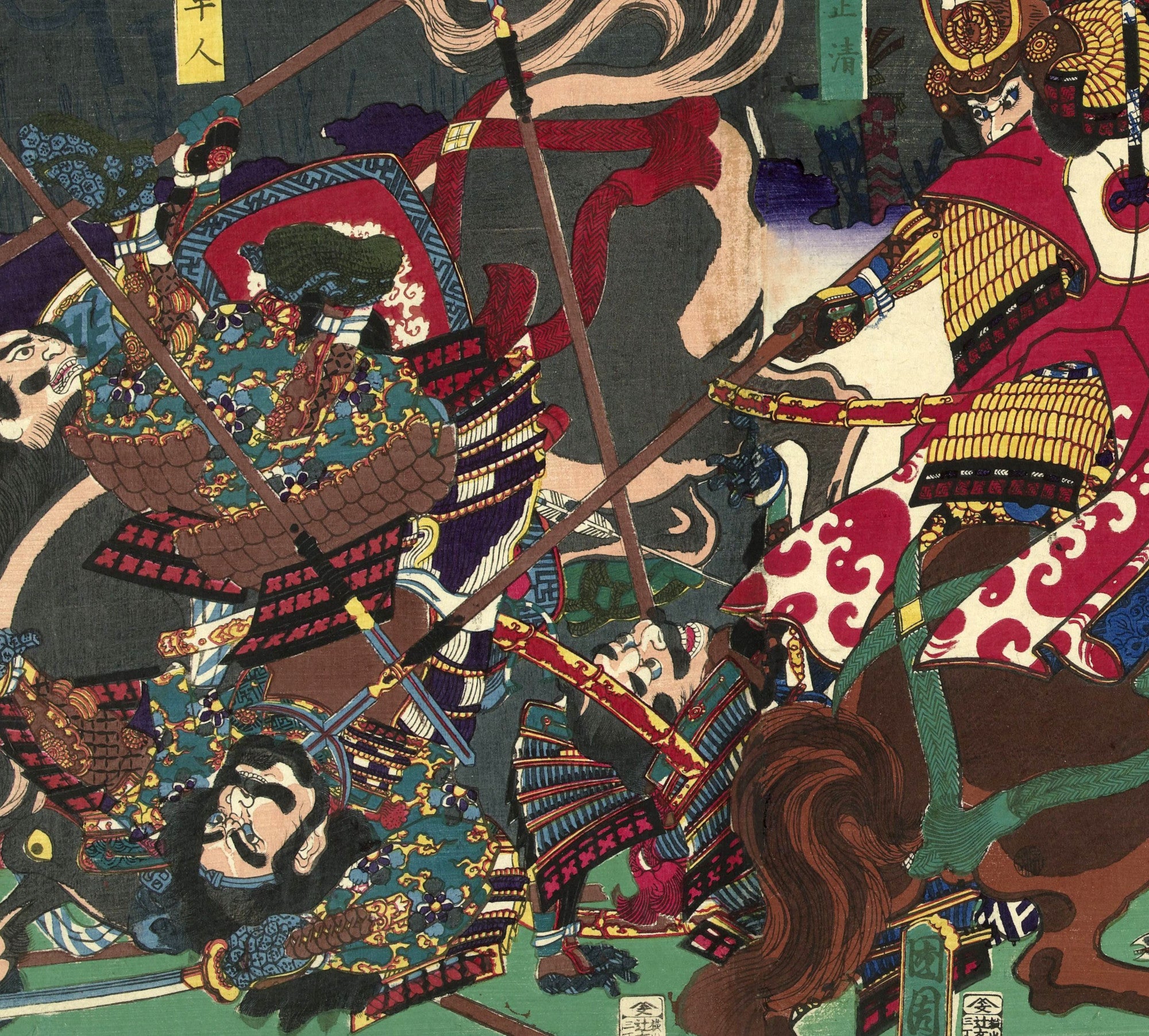 Toyohara Kunichika, Japanese Art Print : Samurai Warriors in Battle