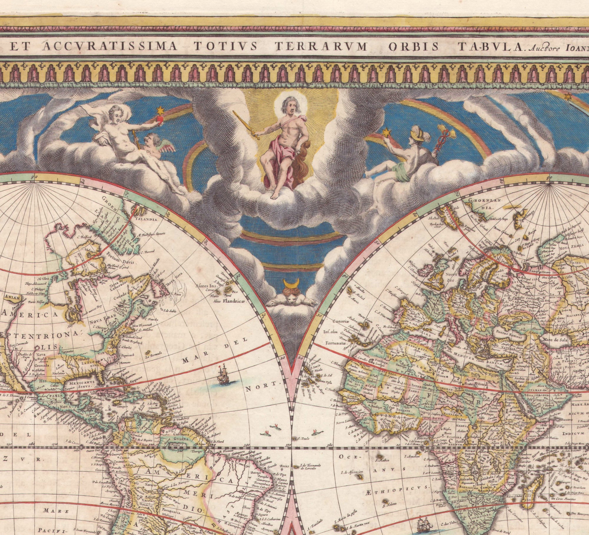World Map 1659 2 Hemispheres, Joan Blaeu 9571