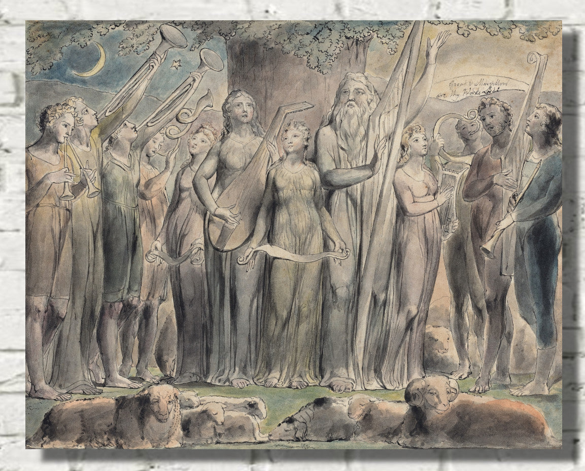 Wiliam Blake, Job and His Family Restored to Prosperity