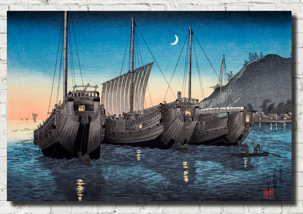 Junks in Inatori Bay, Izu, Japanese Fine Art Print, Hiroaki Takahashi
