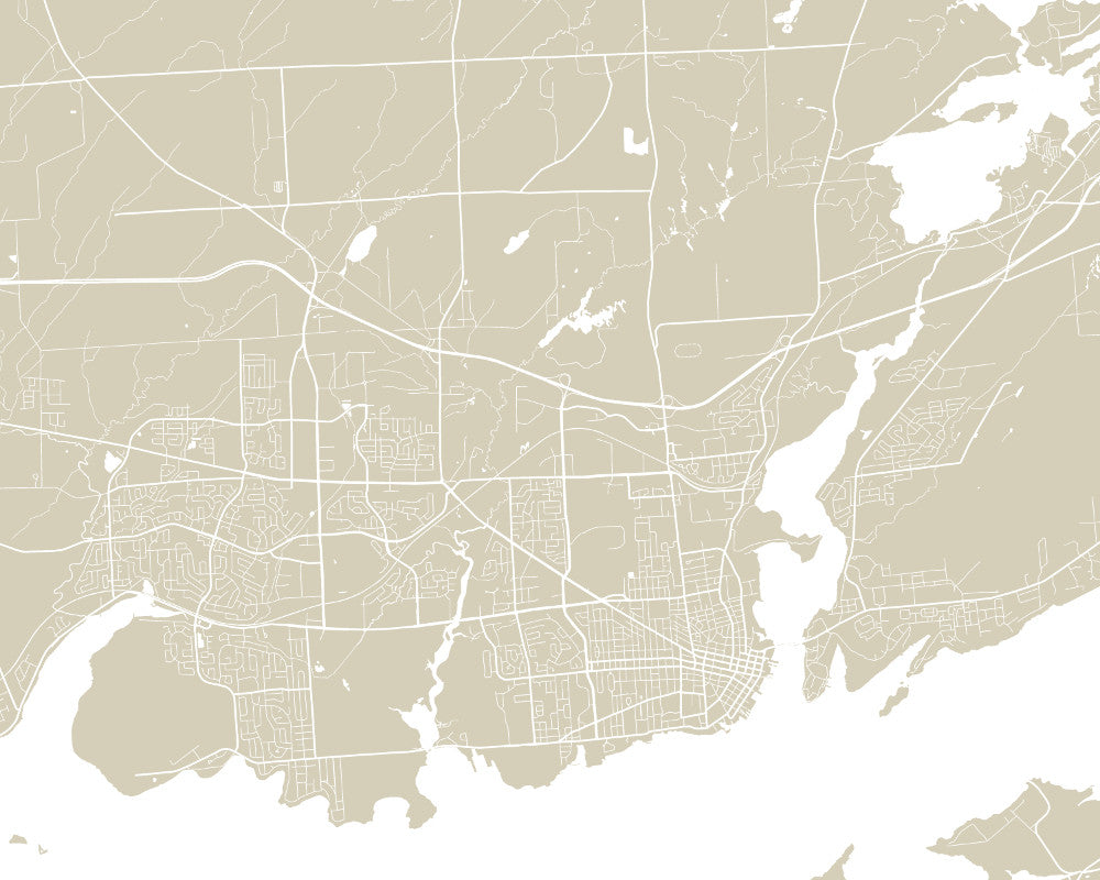 Kingston Ontario City Street Map Print Feature Wall Art Poster