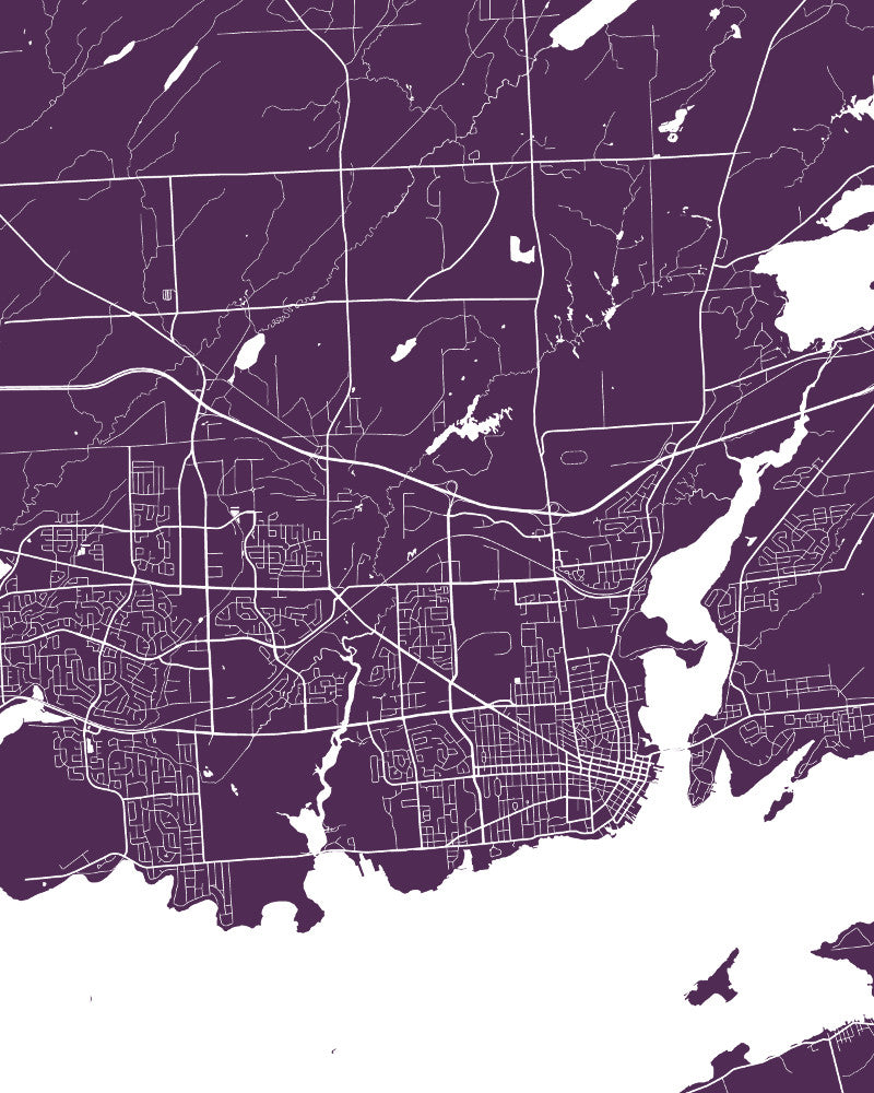 Kingston Ontario City Street Map Print Feature Wall Art Poster