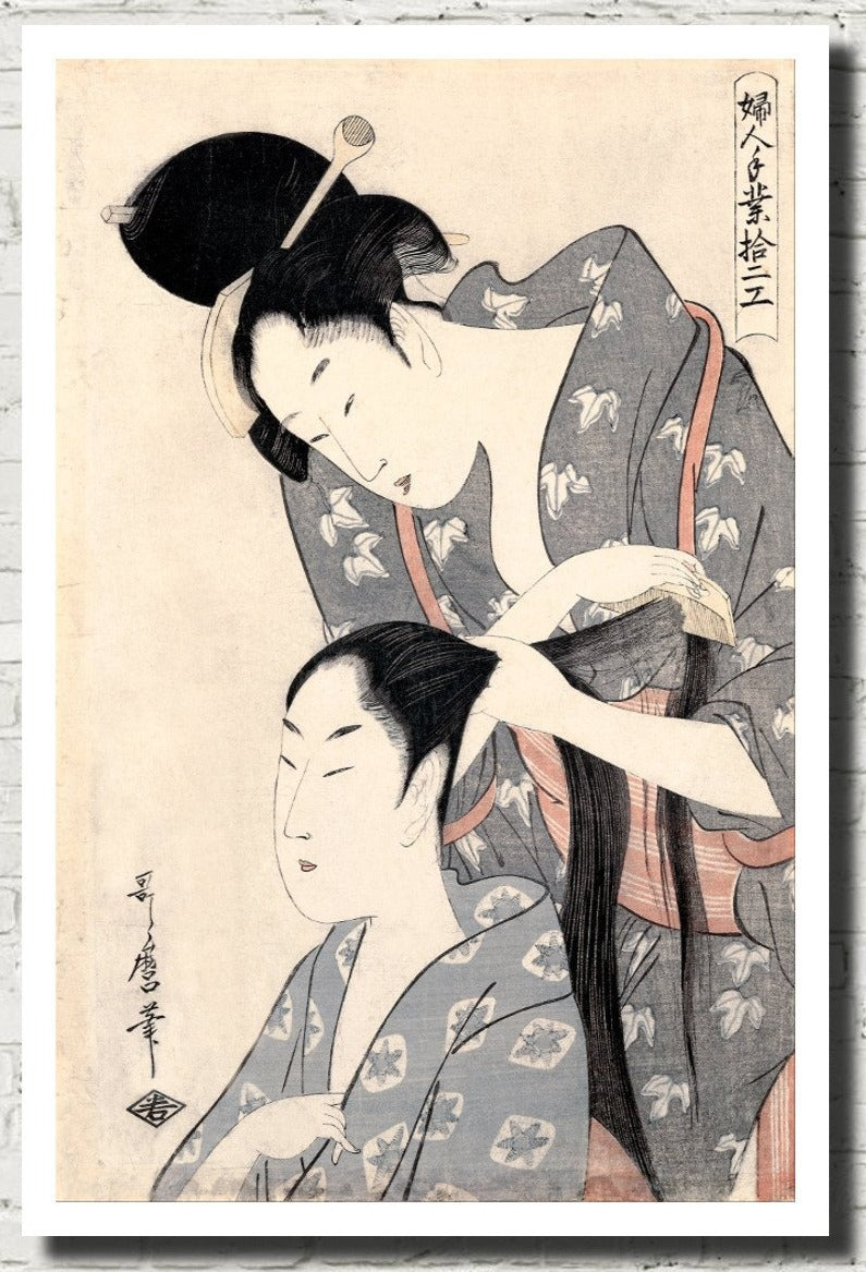 Hairdresser, Japanese Figurative Art Print, Kitagawa Utamaro - GalleryThane.com