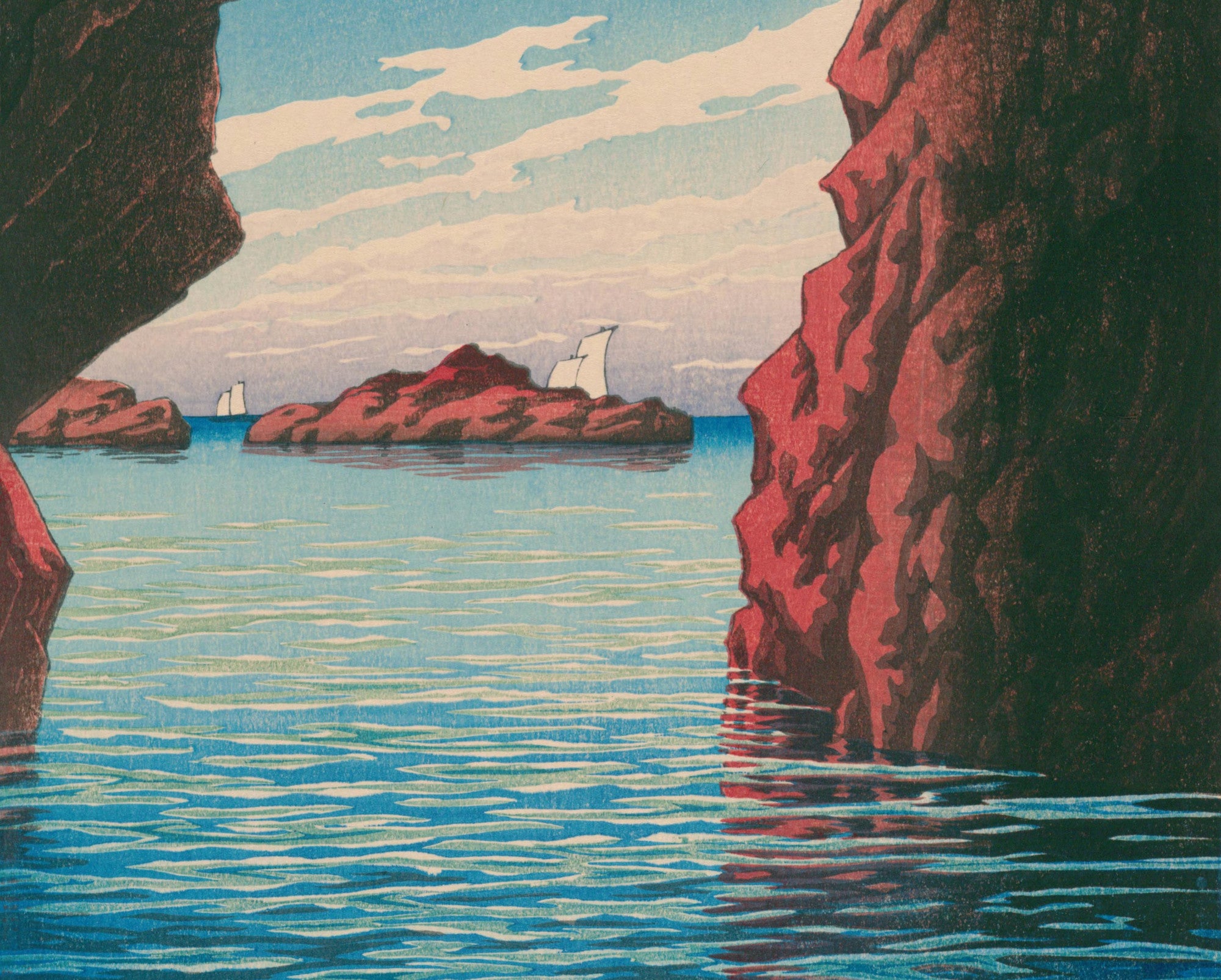 Kōjaku cavern at Oga Peninsula, Hasui Kawase, Japanese Art Print