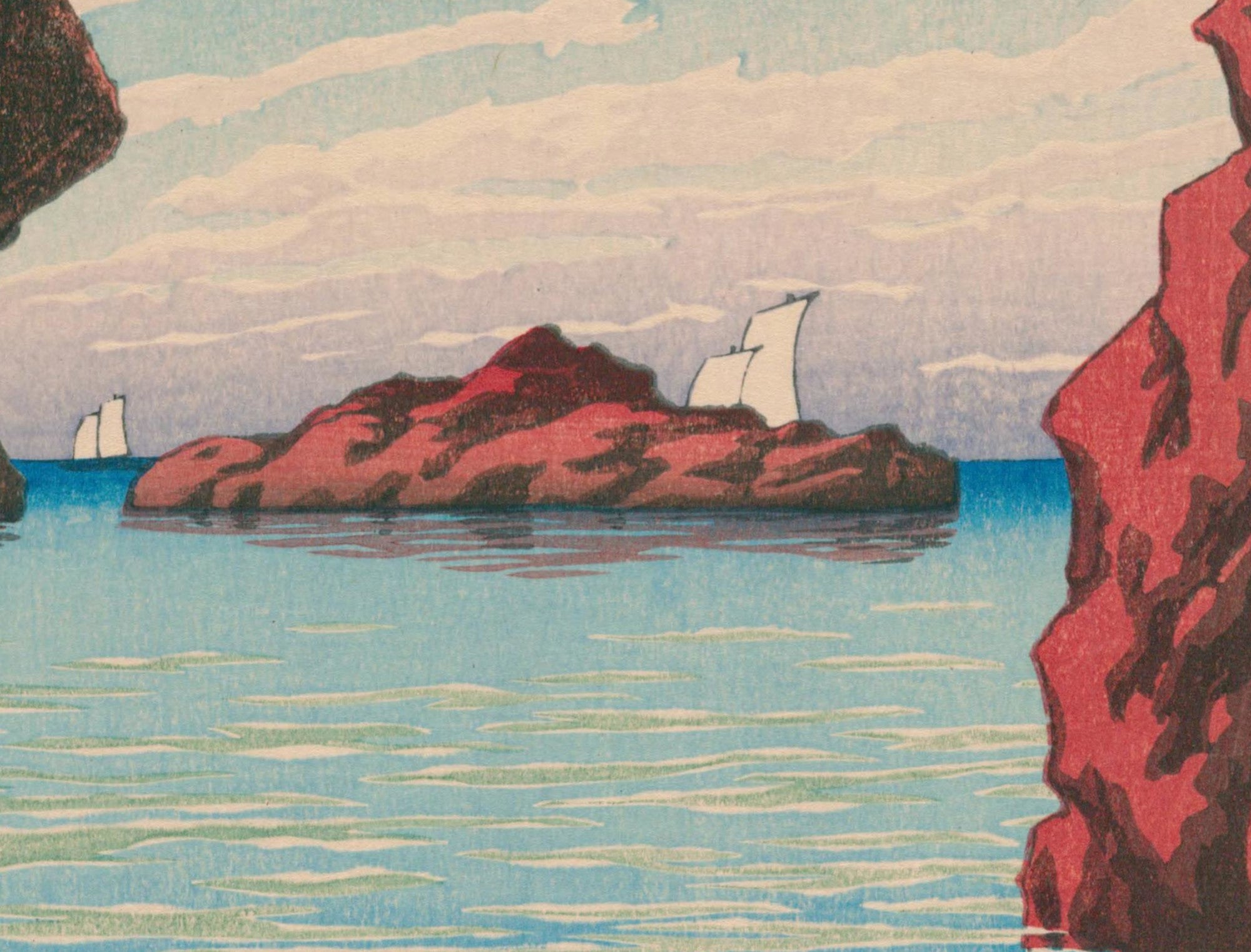 Kōjaku cavern at Oga Peninsula, Hasui Kawase, Japanese Art Print