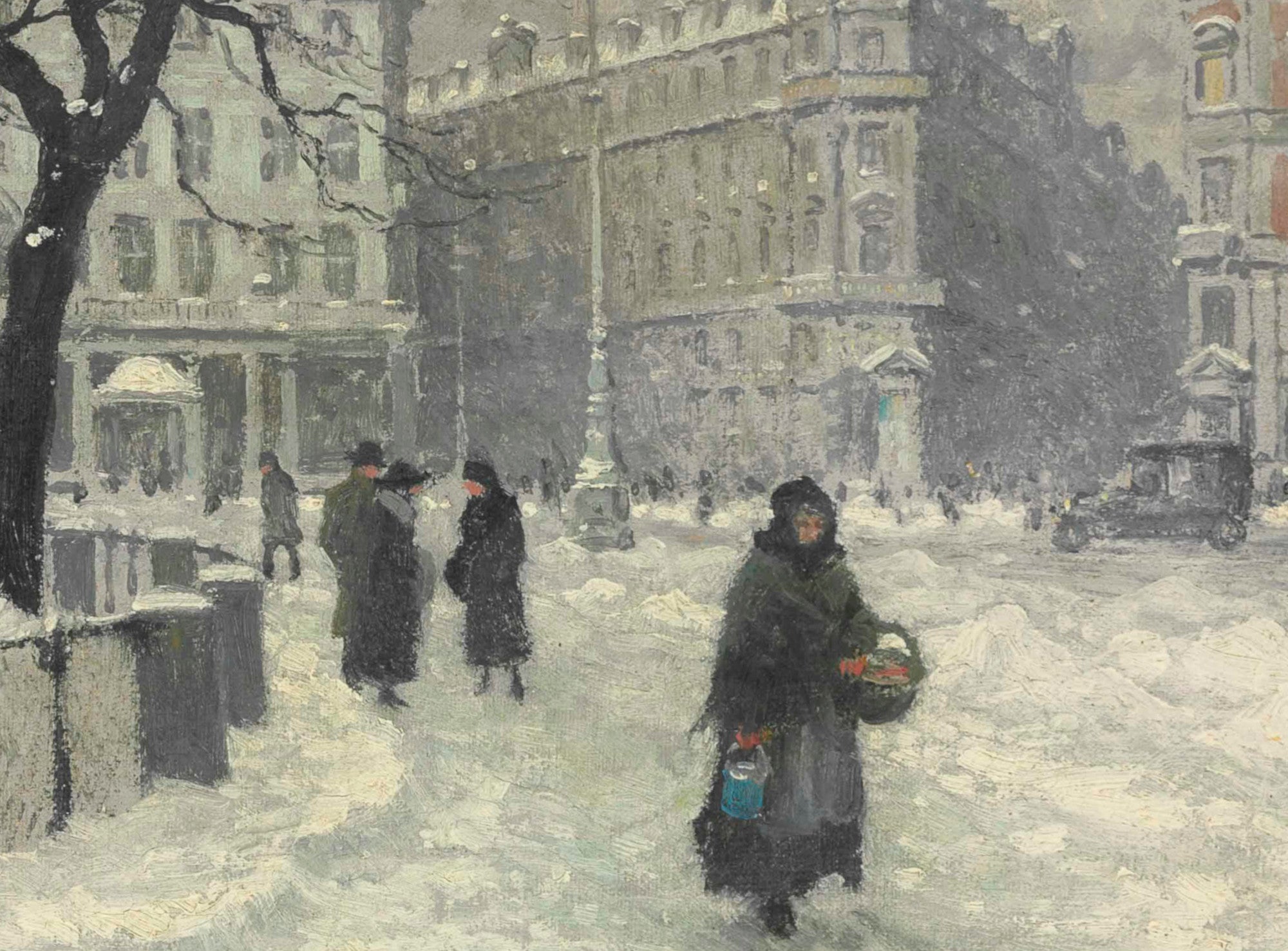 Paul Gustav Fischer Fine Art Print, King's New Square, Copenhagen in Winter