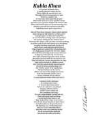 Kubla Khan, Poem by Samuel Taylor Coleridge, Typography Print