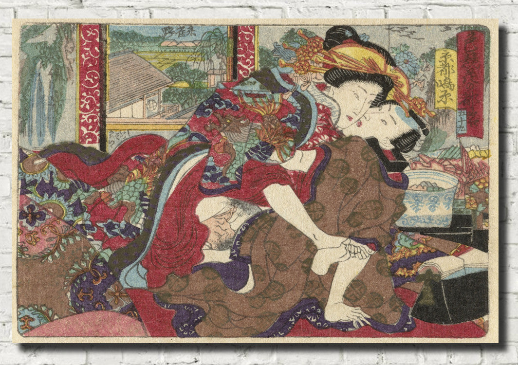 Utagawa Kunisada, Japanese Shunga Art Print : Kyoto, The erotic road to the capital