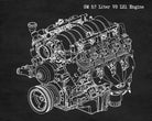 GM V8 Engine Blueprint Automotive LS1 Engine Patent Print