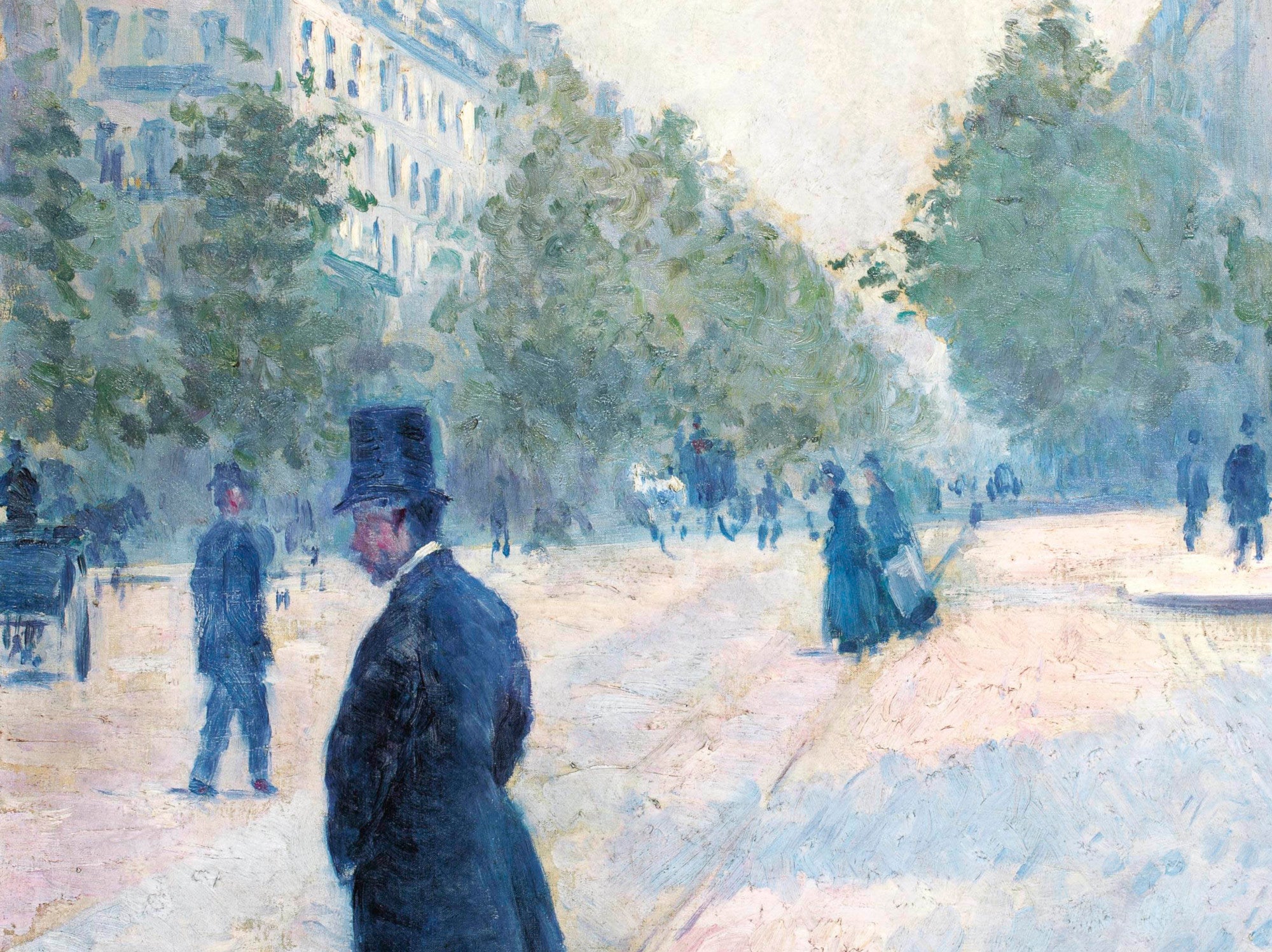 Gustave Caillebotte Fine Art Print : La Place Saint-Augustin, temps brumeux