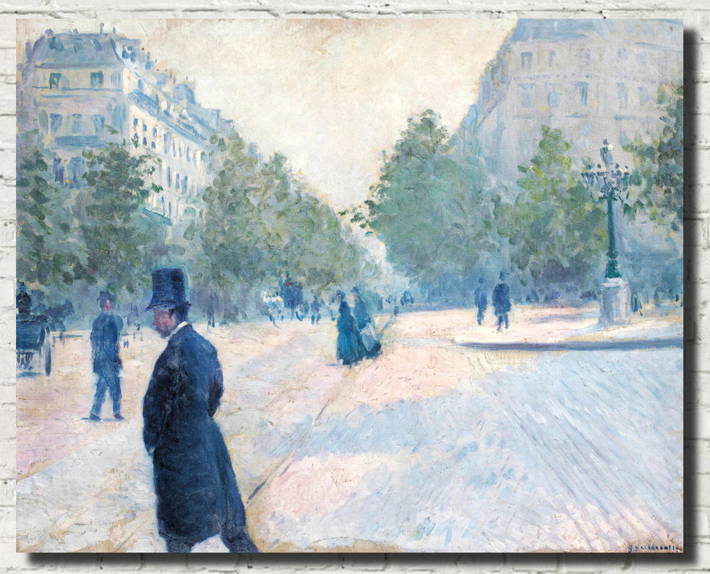 Gustave Caillebotte Fine Art Print : La Place Saint-Augustin, temps brumeux