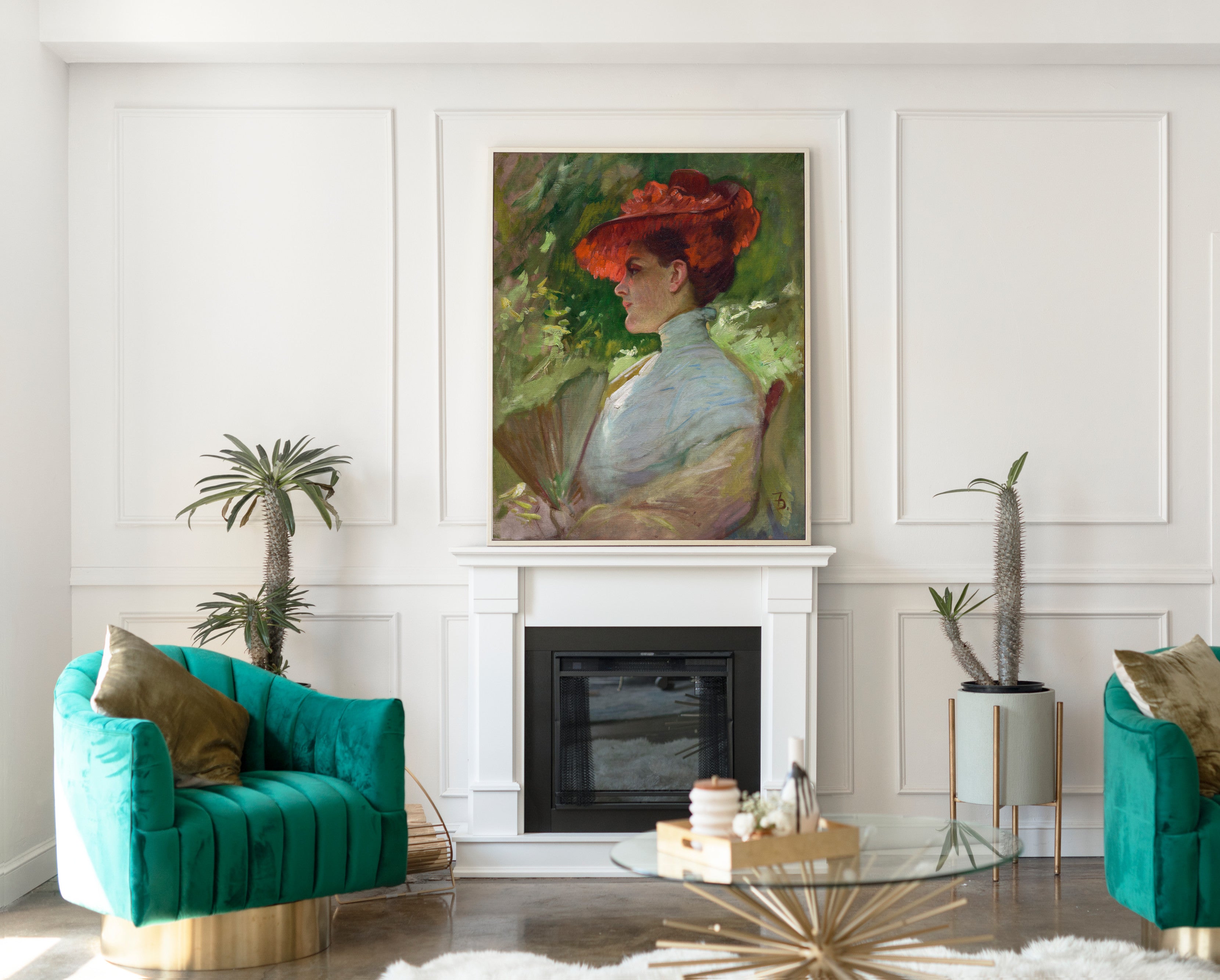 Lady with a Red Hat (Portrait of Maggie Wilson), Frank Duveneck Fine Art Print