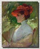 Lady with a Red Hat (Portrait of Maggie Wilson), Frank Duveneck Fine Art Print