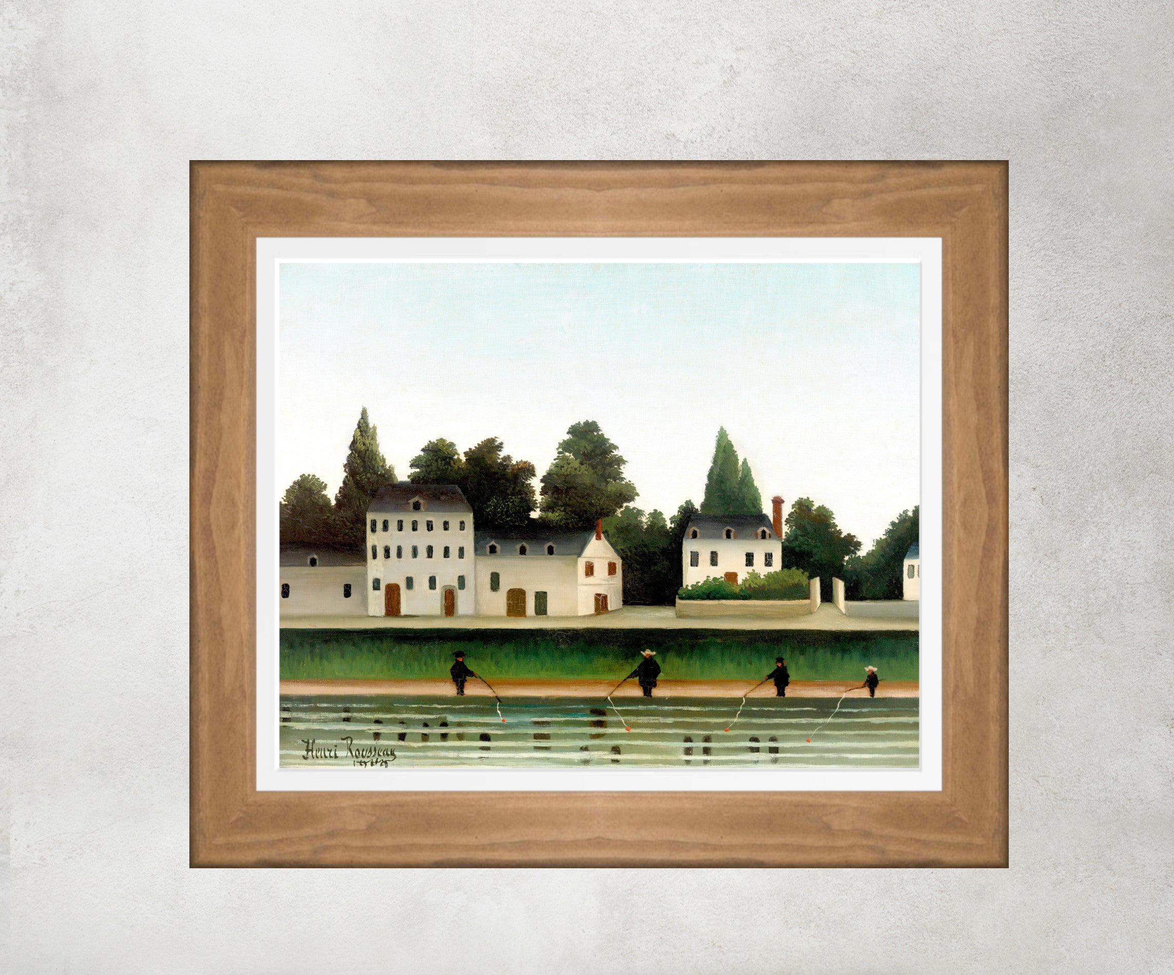 Henri Rousseau Framed Art Print, Landscape and Four Fisherman