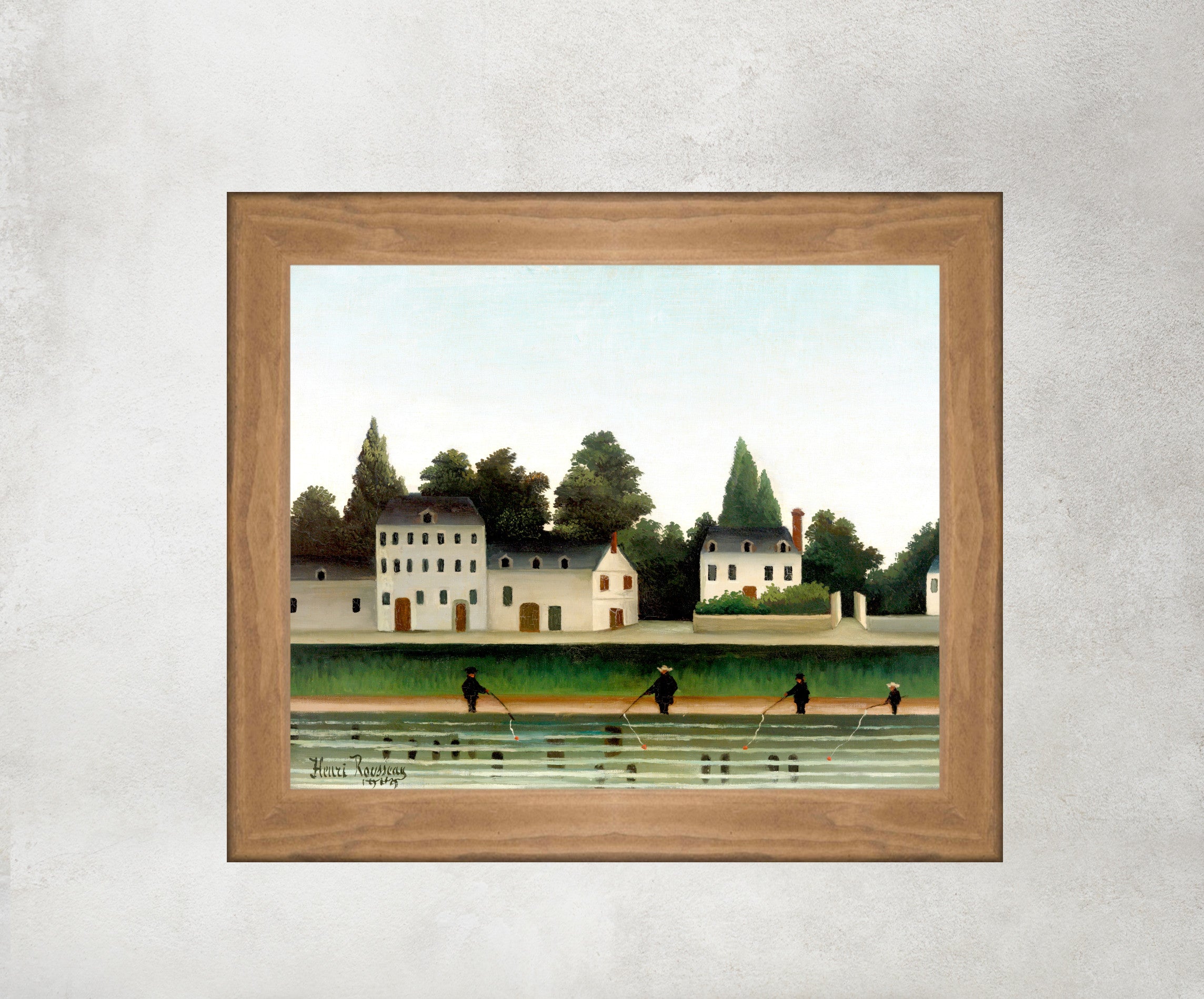 Henri Rousseau Framed Art Print, Landscape and Four Fisherman