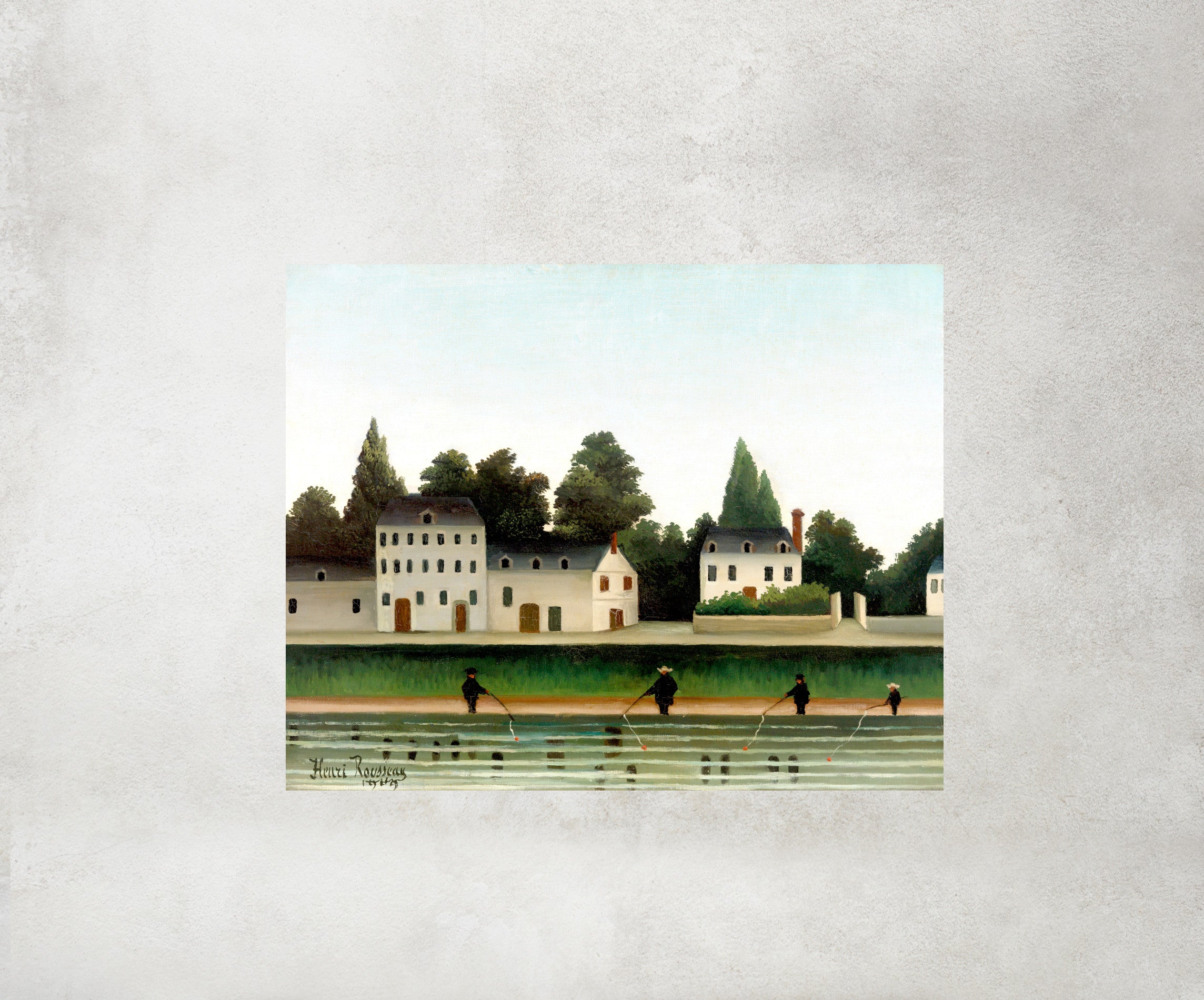 Henri Rousseau Framed Art Print, Landscape and Four Fisherman
