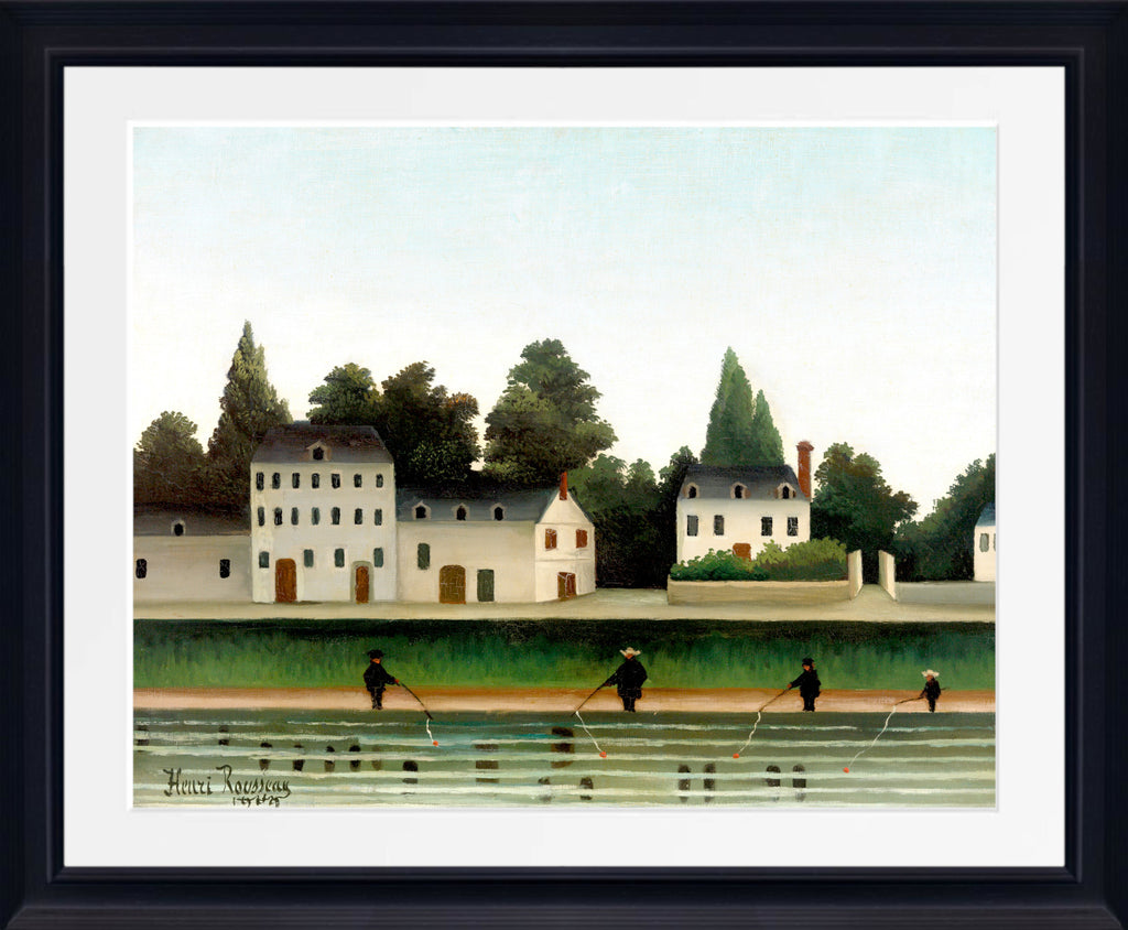 Henri Rousseau Framed Art Print, Landscape and Four Fisherman
