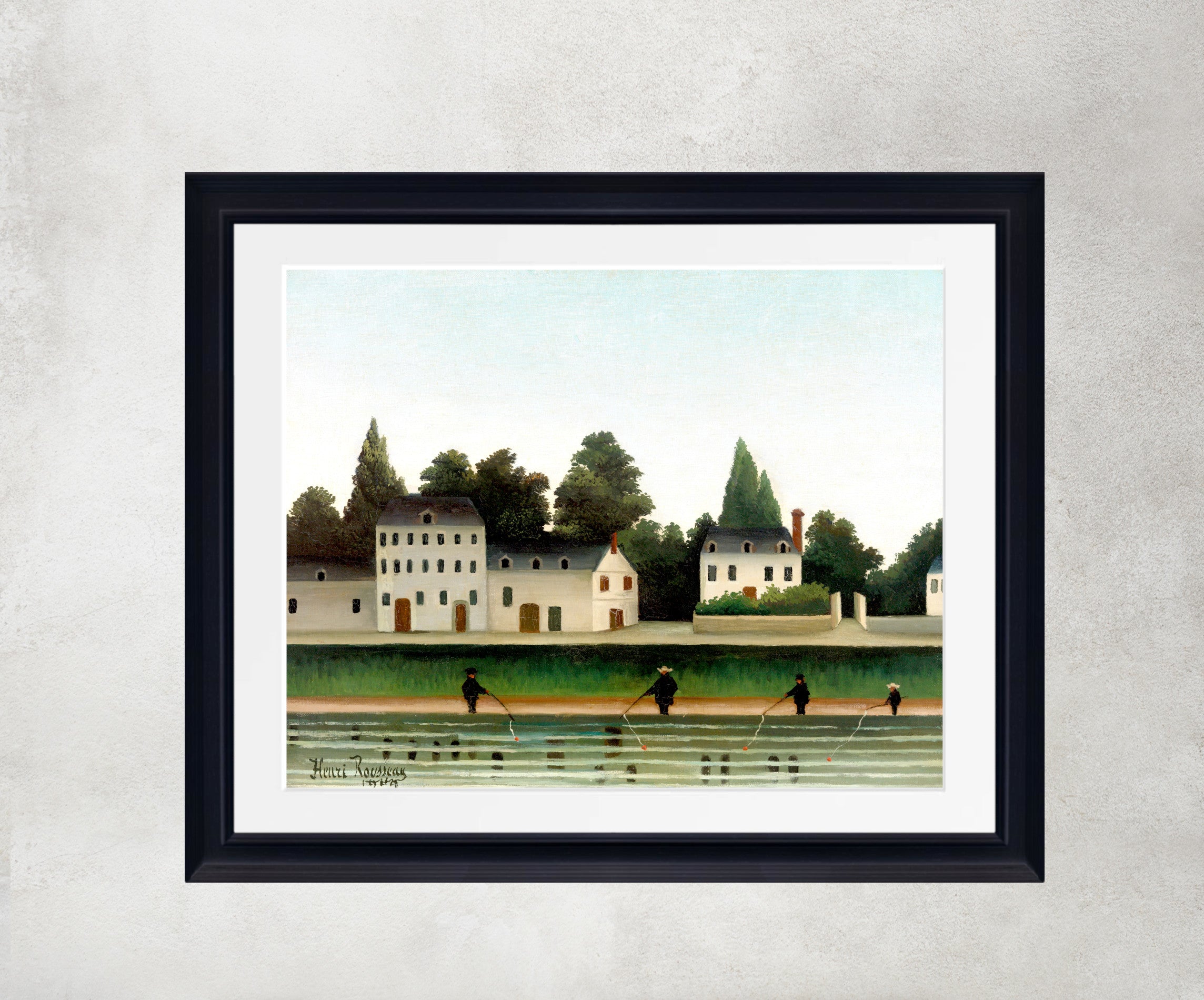 Henri Rousseau Framed Art Print, Landscape and Four Fisherman