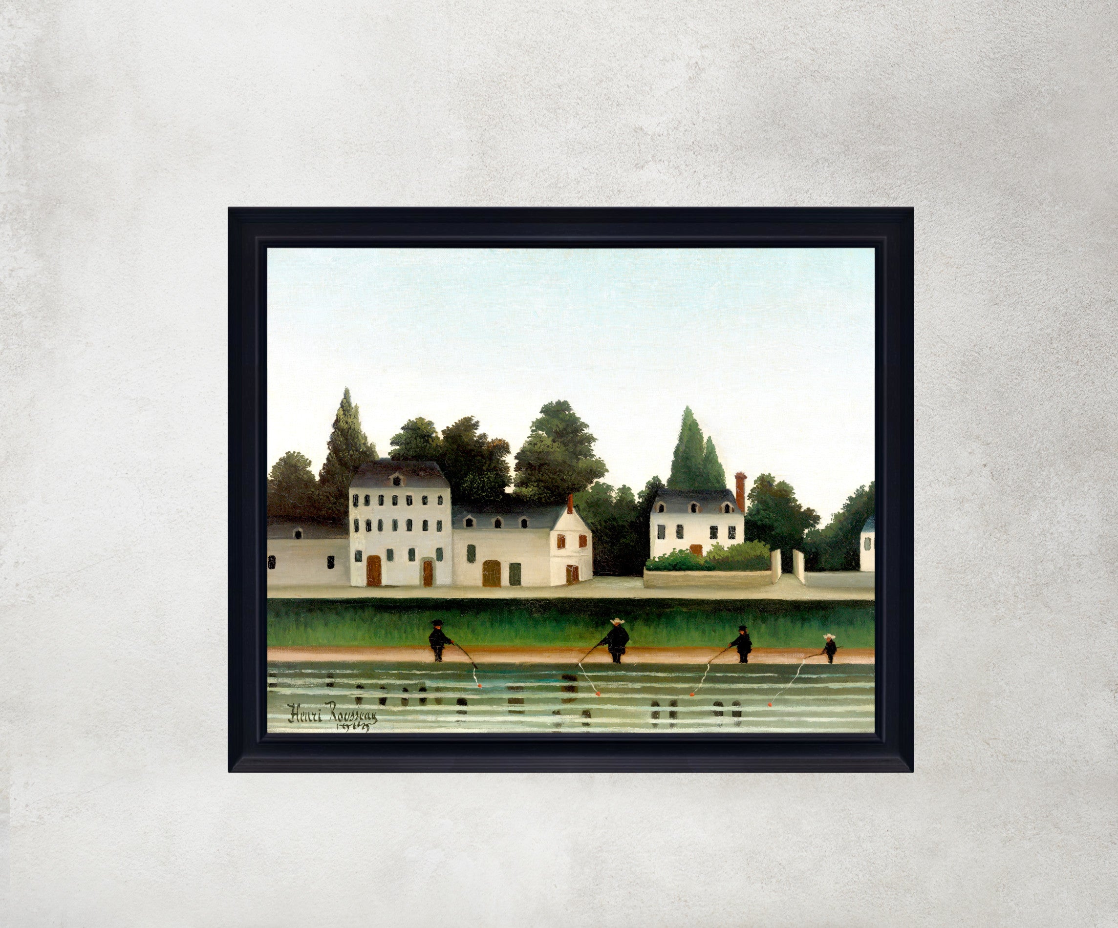 Henri Rousseau Framed Art Print, Landscape and Four Fisherman