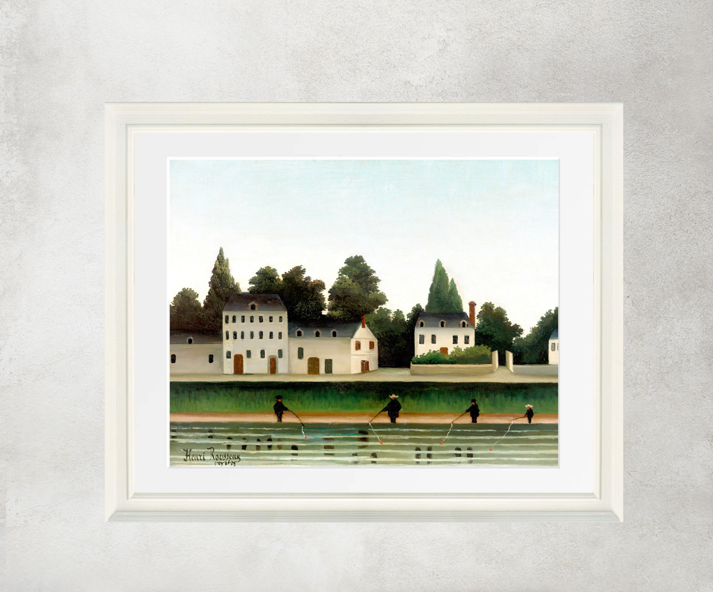 Henri Rousseau Framed Art Print, Landscape and Four Fisherman