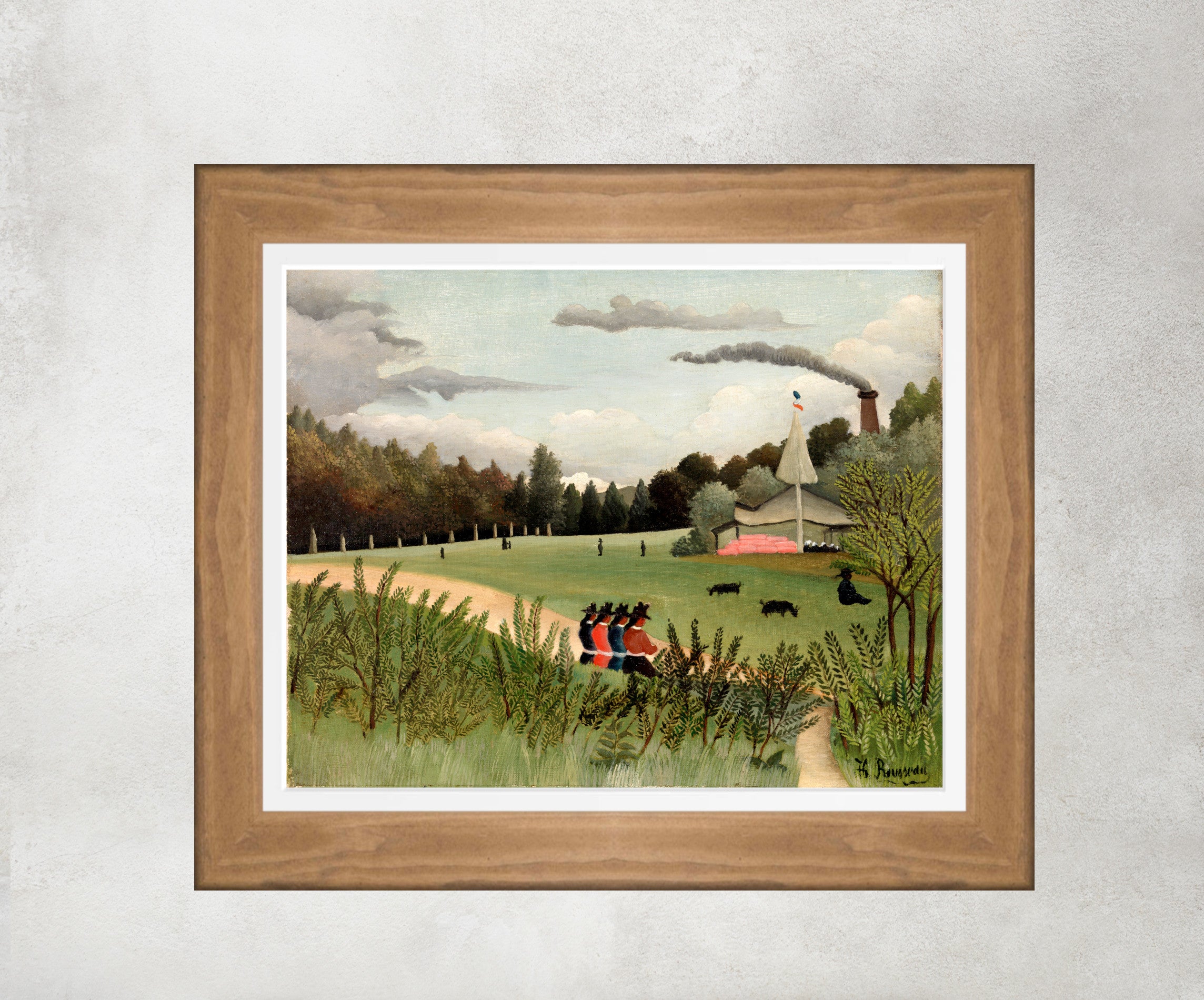 Henri Rousseau Framed Art Print, Landscape and Four Young Girls