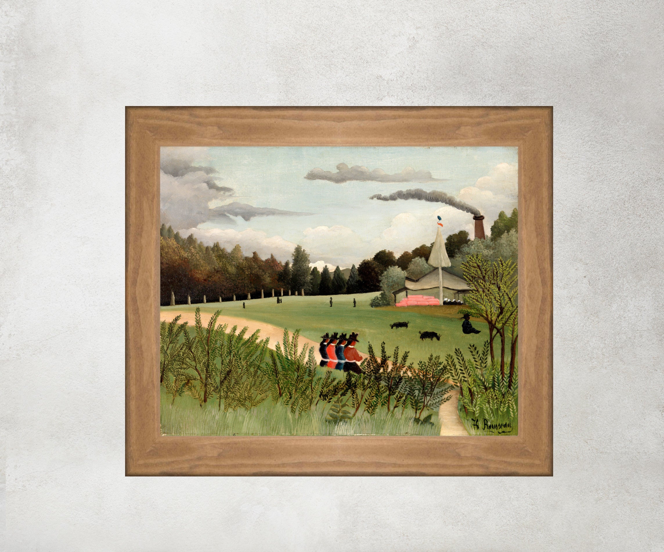 Henri Rousseau Framed Art Print, Landscape and Four Young Girls