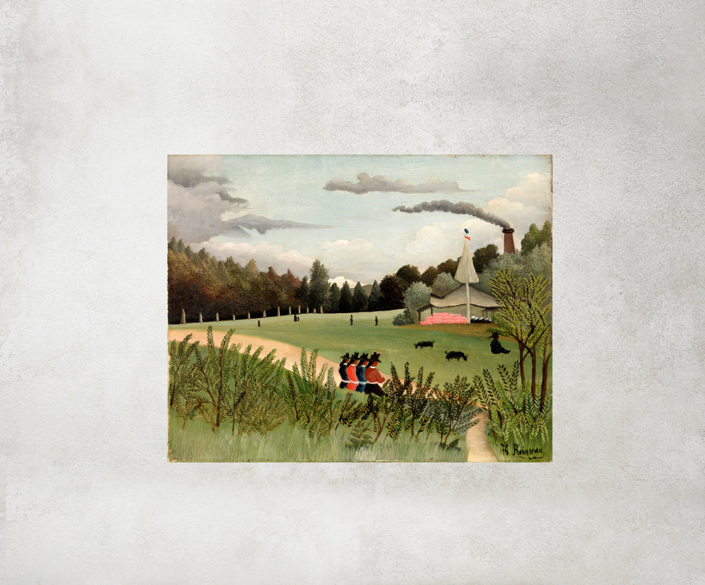 Henri Rousseau Framed Art Print, Landscape and Four Young Girls